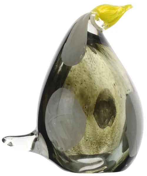 Smokey Grey Blown Glass Bird Figure