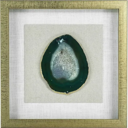 Green Natural Agate Slice In Shadowbox 