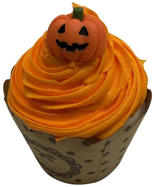 Artificial Orange Cupcake With Jack O Lantern
