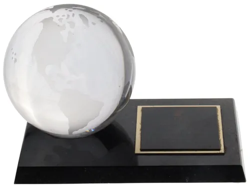 Etched Glass World Globe Trophy Award