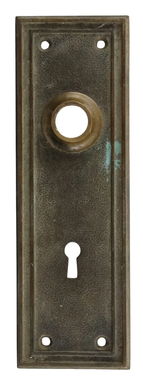 Antique Wrought Bronze Door Plate With Knob Hole 