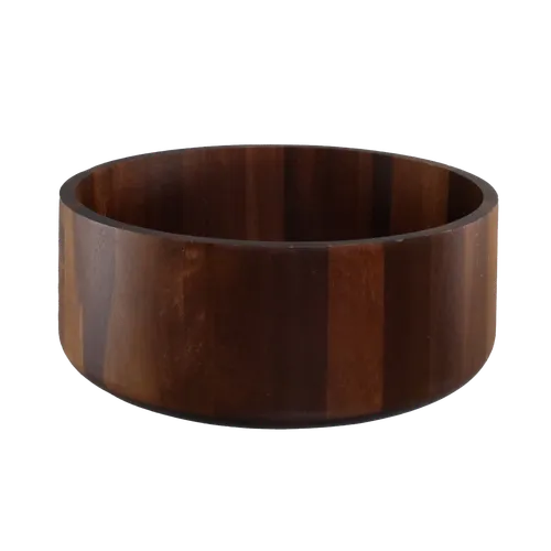 Dark Walnut Strip Wood Serving Bowl