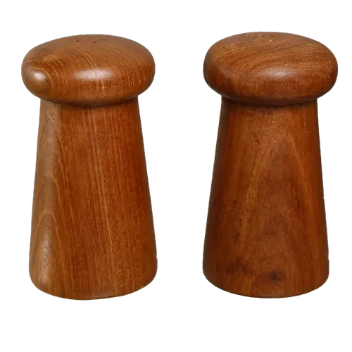 Wood Mushroom Salt & Pepper Shaker Set