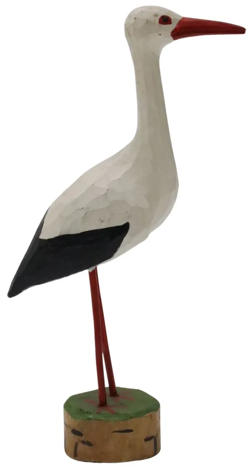Carved Wood Stork On Base