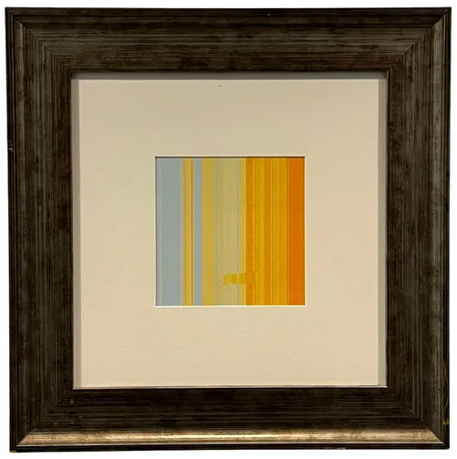 Light Pastel Stripe Abstract In Wood Frame