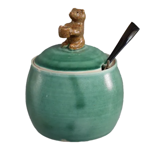 Forest Green Hungry Bear Honey Pot