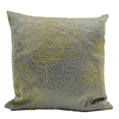 Yellow String Typography On Taupe Grey Field Throw Pillow