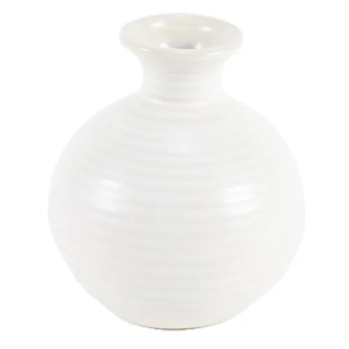 White Ribbed Fluted Ceramic Bud Vase