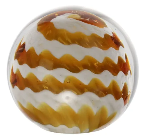 Clear & Amber Swirl Glass Paperweight