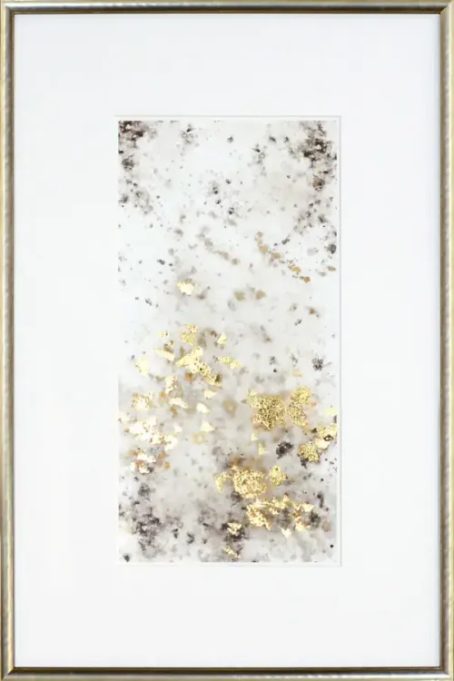 Charcoal & Gold Abstract With Silver Frame II
