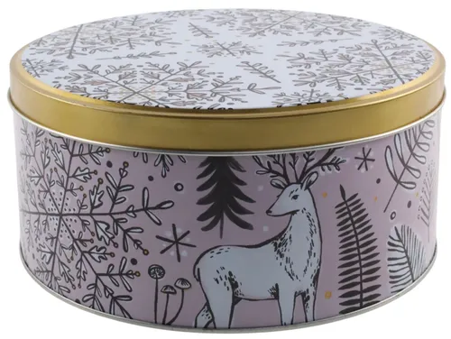 Pink Deer Christmas Round Tin