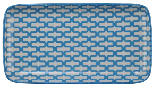 Light Blue Geometric Ceramic Serving Platter