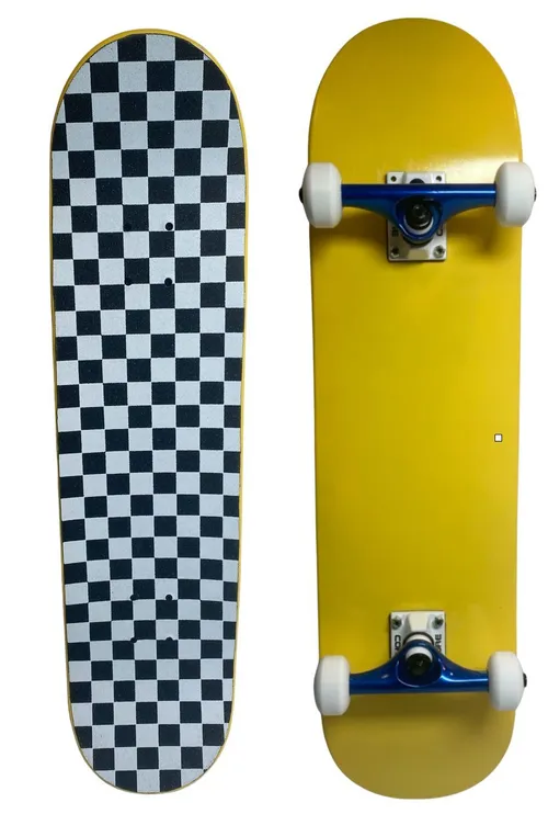 Yellow Skateboard With Black & White Grip Tape