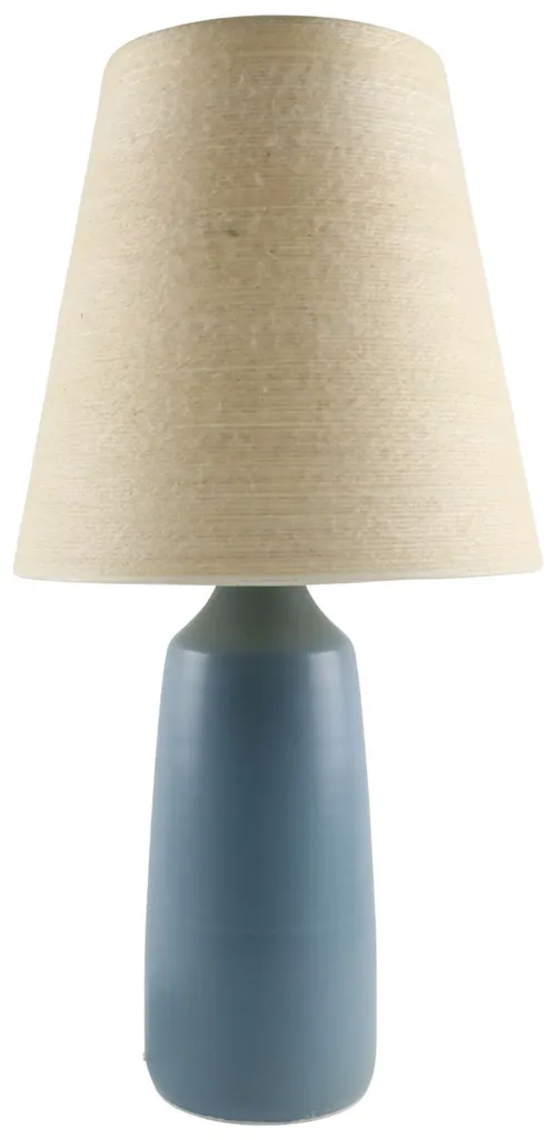 Vintage Robin's Egg Blue Ceramic Table Lamp With Fibreglass Shade