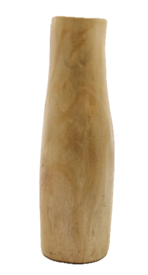 Raw Beechwood Carved Wood Vase