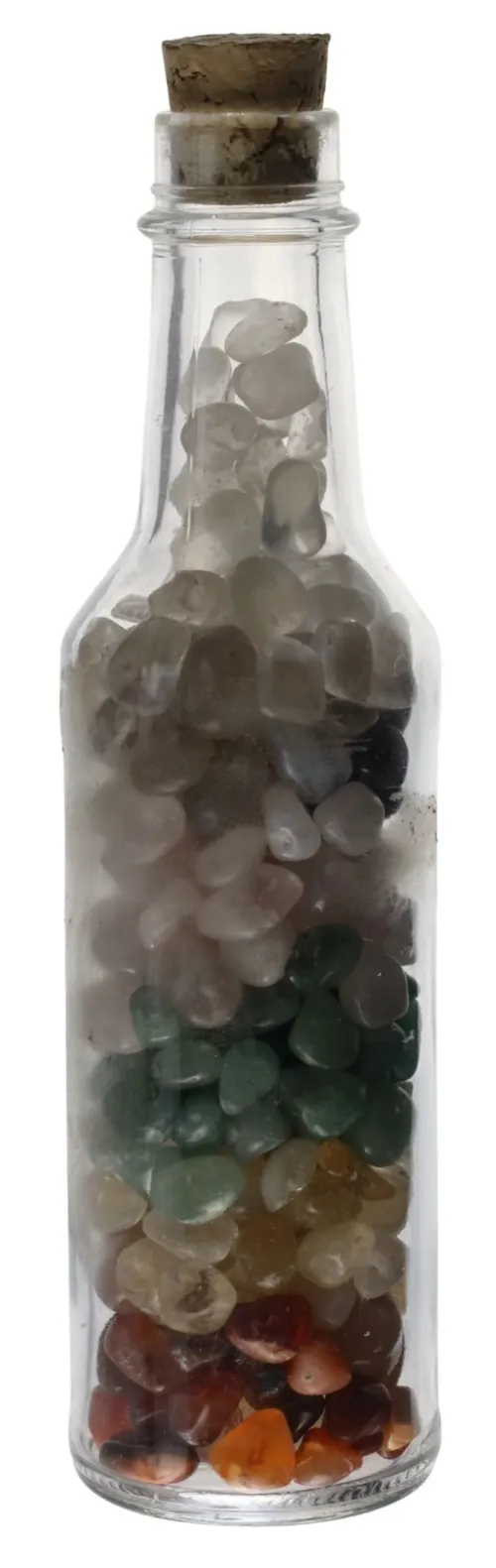Clear Glass Bottle With Colourful Gemstones