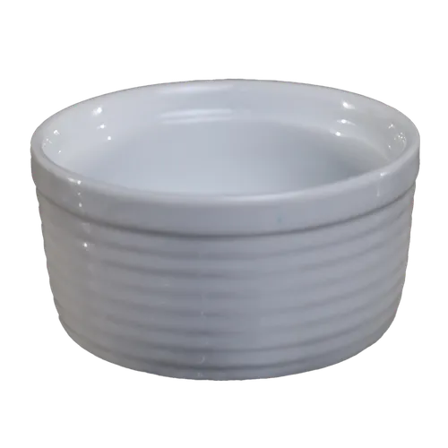 White Horizon Lines Ceramic Ramekin