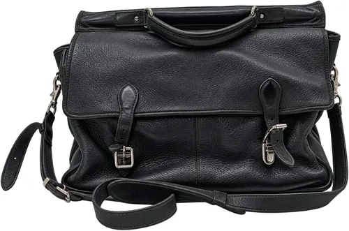 Black Leather Satchel-style soft-sided Briefcase