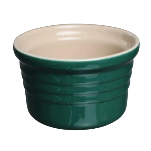 Basil Green Ribbed Ceramic Ramekin