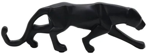Black Ceramic Geometric Panther Figure