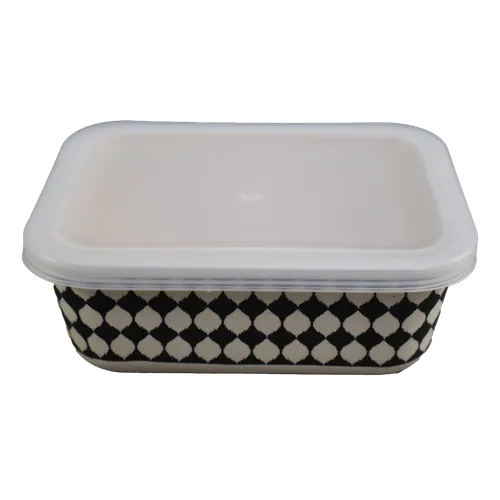 Beige & Black Diamond Pattern Reusable Food Container - Large