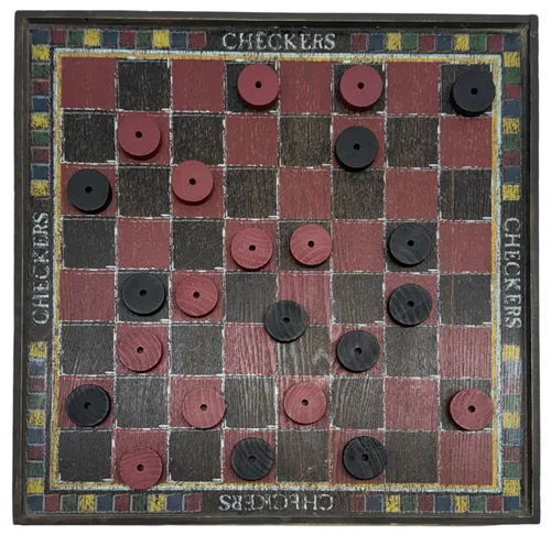 Black & Red Wood Checkers Board Game