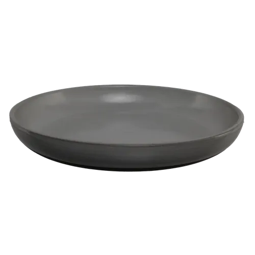 Shallow Stoneware Putty Grey Side Plate With Chocolate Base