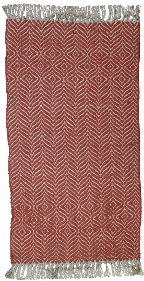 Coral & White Patterned Entry Mat Rug 2'1