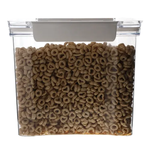 Clear Container with Latch Lid Containing Cereal