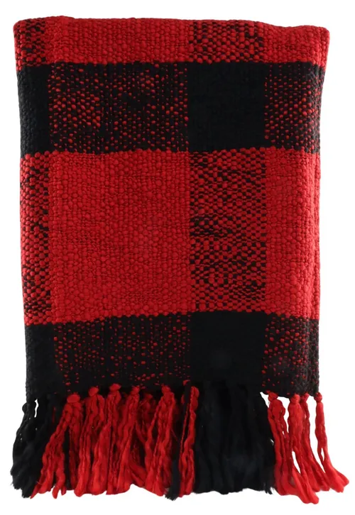 Black & Red Knit Throw Blanket