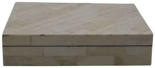White Bone Inlay Tile Box With Lid