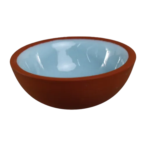 Terracotta Pinch Bowl With Blue Interior