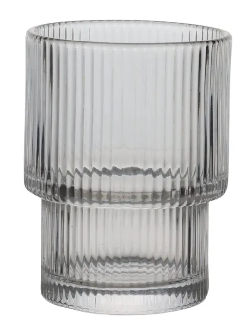 Clear Glass Vertical Ribbed Drinking Glass
