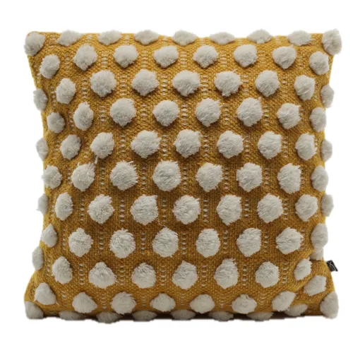 Indian Yellow Pom Poms Throw Pillow