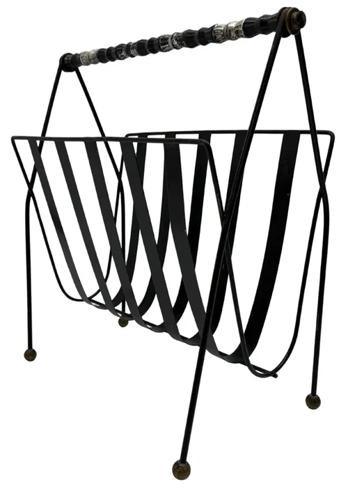 Vintage Black Metal Magazine Holder