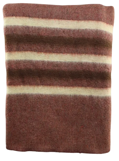 Chocolate Brown & Cream Stripe Wool Blanket