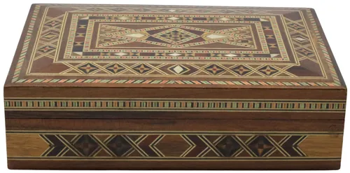 Wooden Box With Marquetry & Mother Of Pearl Inlay