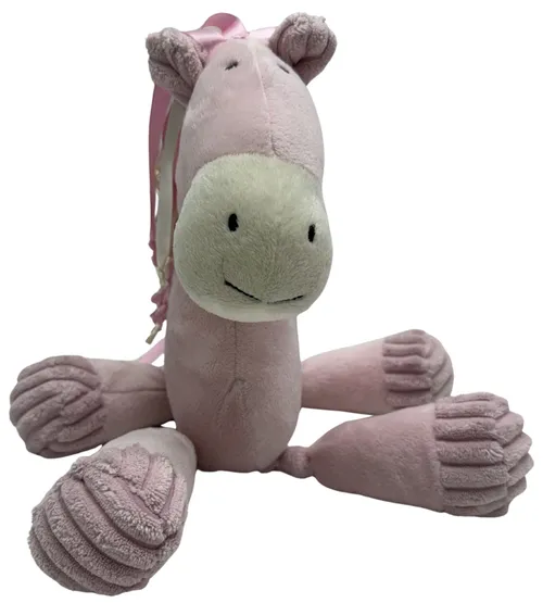 Pink & White Stuffed Unicorn Plush With Rattle