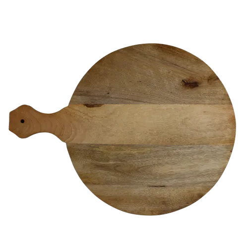 Hex Handle Wood Round Cutting Board