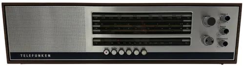 Vintage Black & Silver Radio In Wood Case