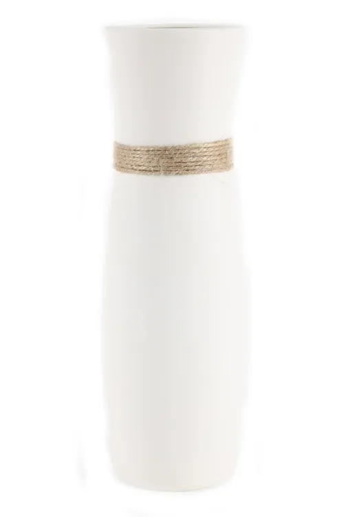 Twine Waist White Ceramic Vase