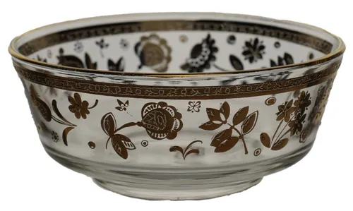 Clear Glass With Embossed Flowers Dip Bowl