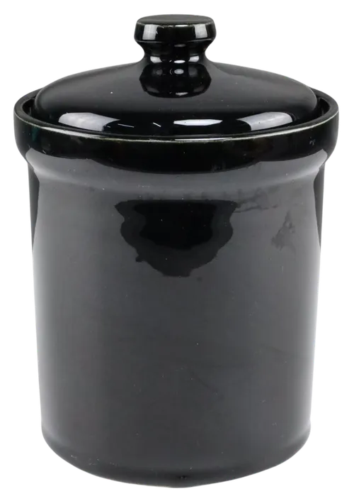 Gloss Black Ceramic Canister With Lid - Large