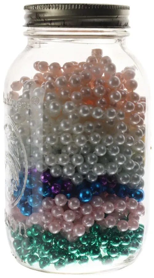 Glass Jar With Beaded Colour Necklaces