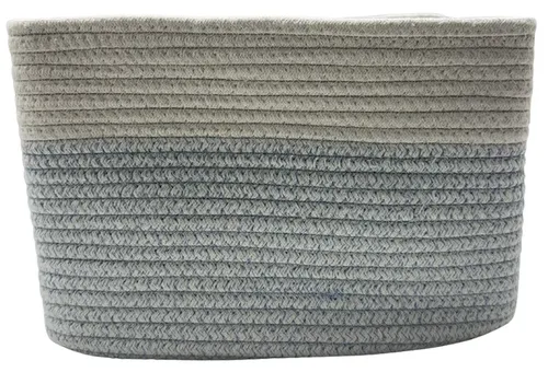 White & Blue Woven Storage Basket 