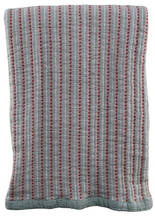 Seafoam Green With Orange & White Stripes Quilted Throw Blanket
