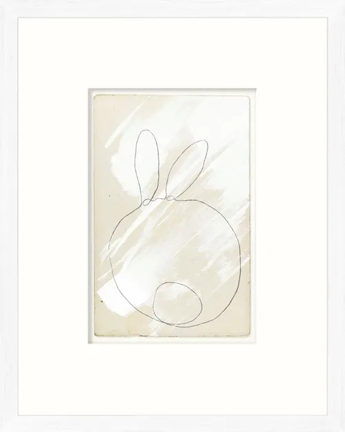 Line Drawing Bunny On Paper With White Frame