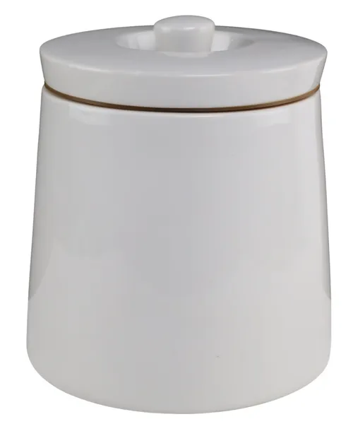 White Ceramic Tapered Cookie Jar With Lid
