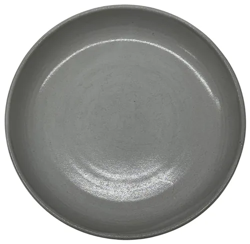 Shallow Stoneware Putty Grey Dinner Plate With Chocolate Base