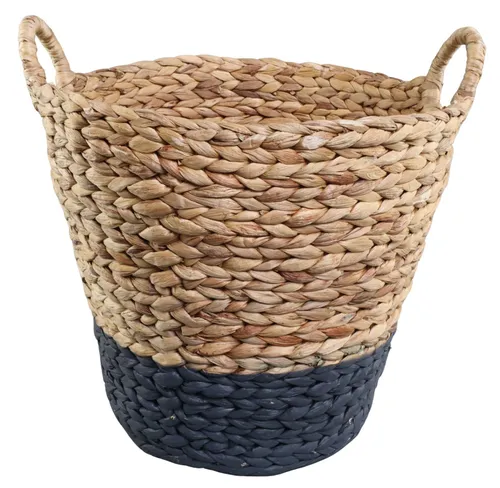 Natural & Black Woven Laundry Basket